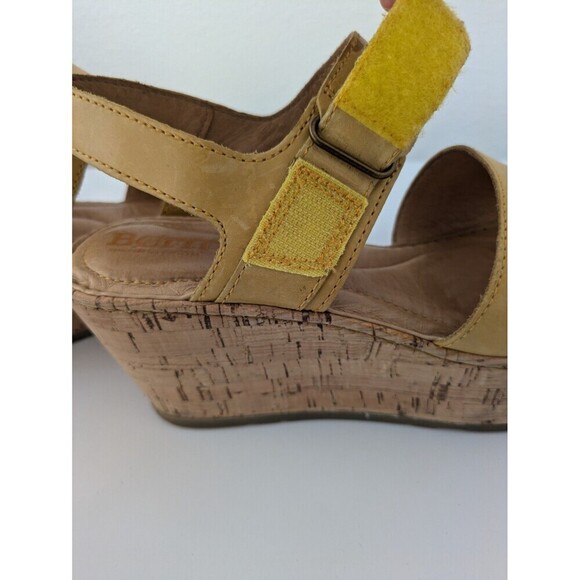 Born Yellow Leather Platform Mae Strappy Sandals Cork Wedge Heel Women's sz 6M - Picture 7 of 12